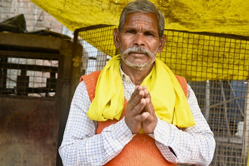 Free Photo Of Elderly Indian Man In Traditional Greeting Pose